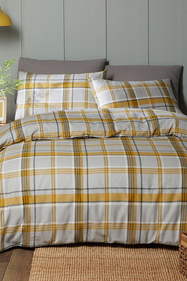 Fusion 'Ochre Check' 100 Brushed Cotton Tartan Duvet Cover Set ShopStyle