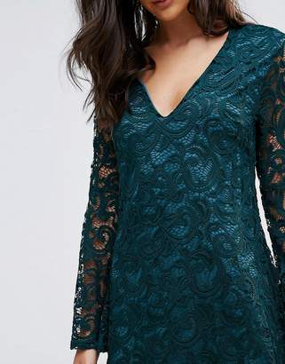 AX Paris Lace Dress With Fluted Sleeves
