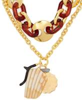 Thumbnail for your product : Lizzie Fortunato Elba Layered Charm Gold Plated Necklace - Womens - Brown