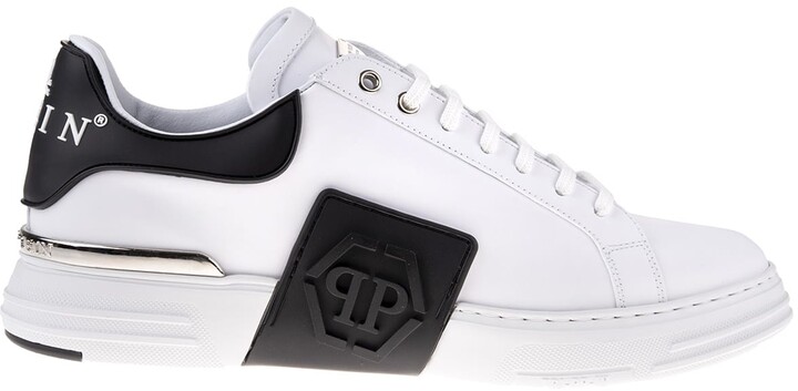Philipp Plein Man White And Black Phantom Kick $ Hexagon Lo-top Sneakers -  ShopStyle