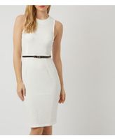 Thumbnail for your product : Closet Cream Jacquard Belted Bodycon Dress