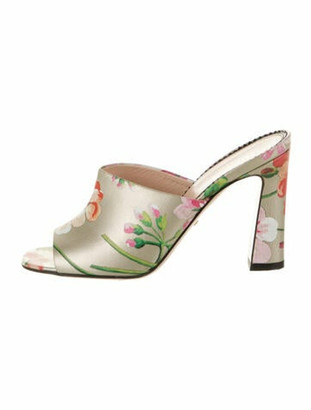 white gucci floral slides