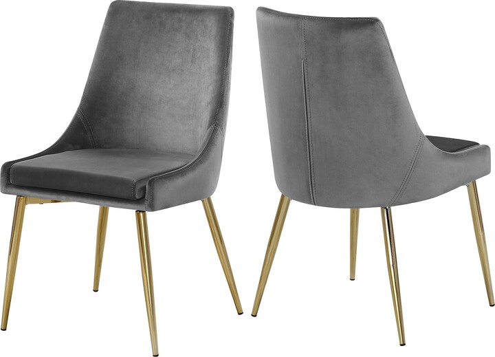 Meridian Furniture Karina Collection Modern | Contemporary Velvet Upholstered Dining Chair with Sturdy Metal Legs