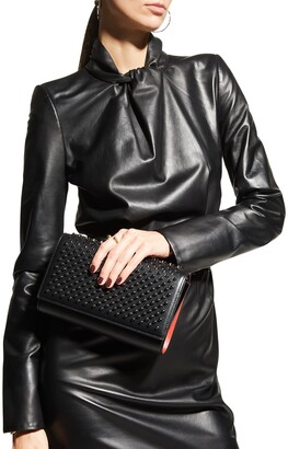 Christian Louboutin Black Leather Spiked Paloma Clutch