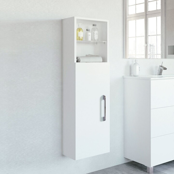 White Randalsa Happy Modern Bathroom Linen Storage Cabinet 