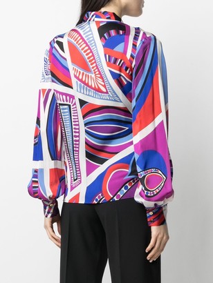 Emilio Pucci Pre-Owned Abstract Print Wrap Shirt