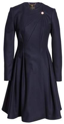 Ted Baker Wool Blend Asymmetrical Skirted Coat