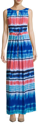 Donna Ricco Sleeveless Watercolor Stripe Maxi Dress - Petite