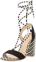 Thumbnail for your product : Gianvito Rossi Nautical Striped Lace-Up Sandals, Black