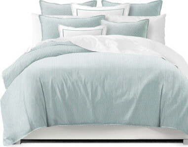 Colcha Linens Light Blue Satin Stripe Microfiber 3 Piece Comforter Set