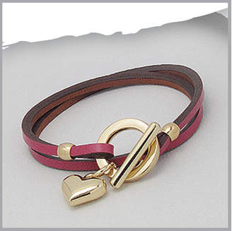 Lovethelinks Leather Wrap Around Bracelet With Gold Heart