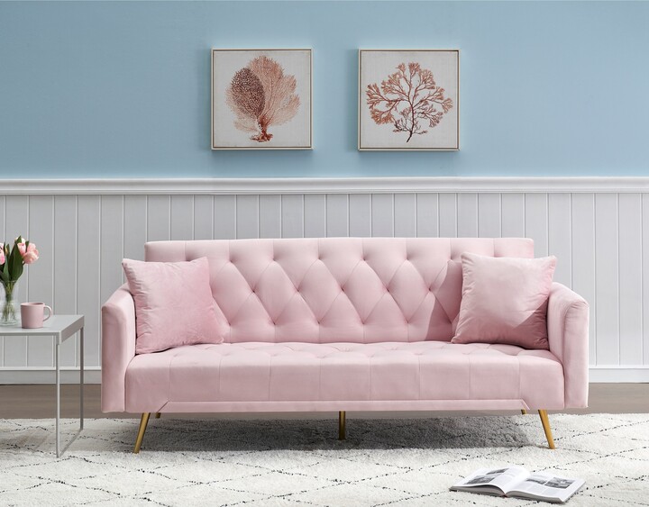 EDWINRAYLLC 71" Soft Velvet Convertible Sleeper Sofa Double Folding