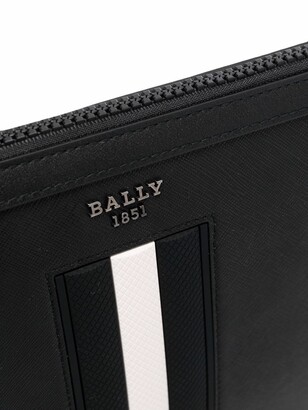 Bally stripe-detail Leather Clutch - Black