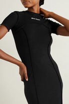 Thumbnail for your product : Palm Angels Open-back Embroidered Ribbed Stretch-cotton Jersey Maxi Dress - Black