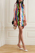 Thumbnail for your product : Halpern Striped Sequined Satin Mini Dress