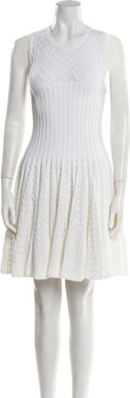 Alaia A-Line Dress Neutrals Sleeveless with Crew Neck Designer