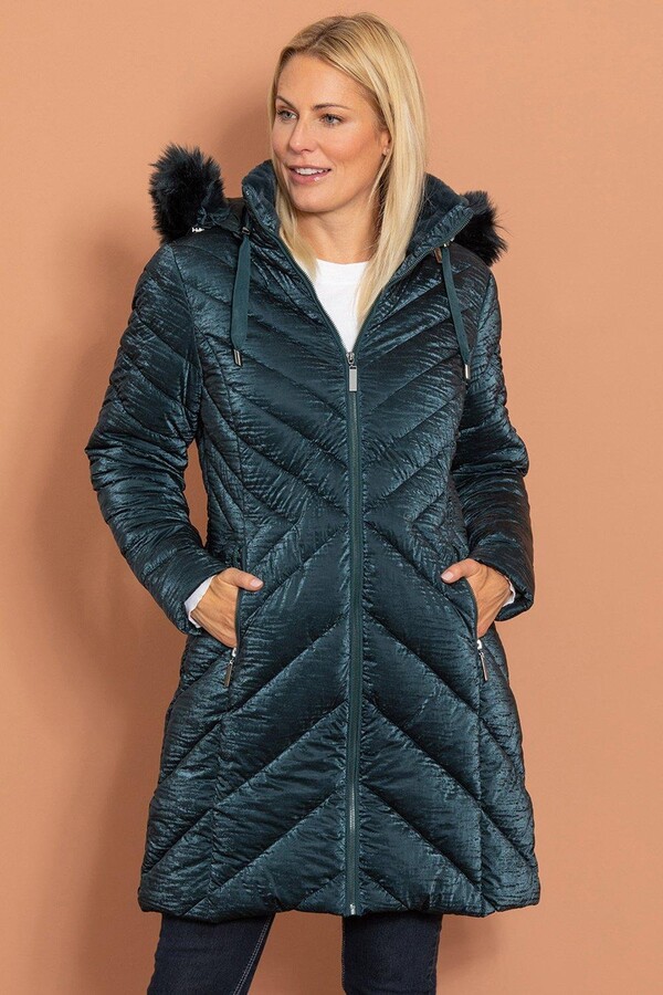 Klass. Faux Fur Trim Padded Coat ShopStyle