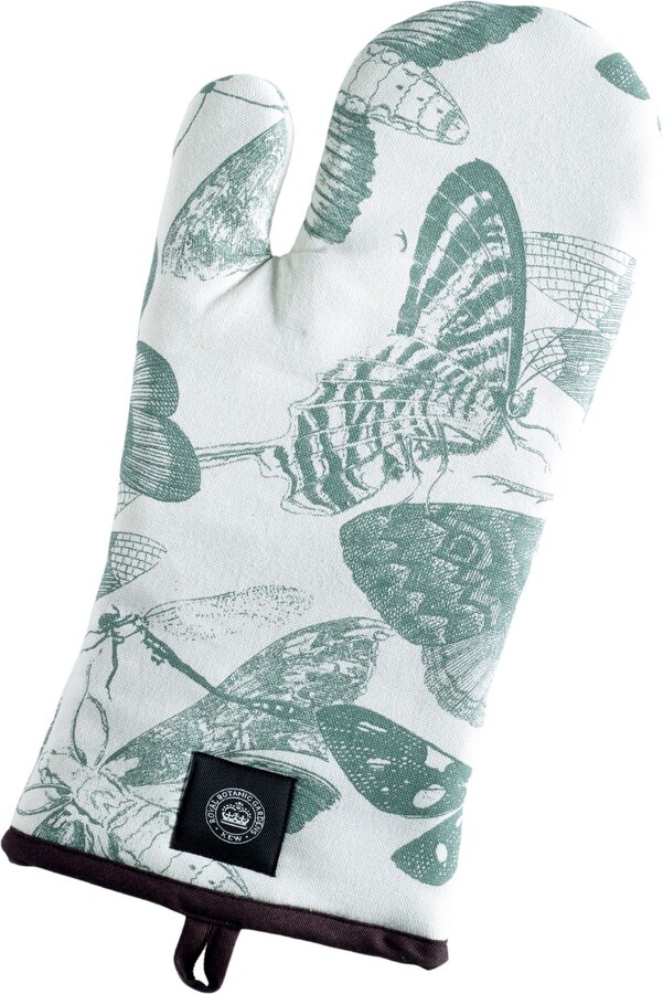 Organic Cotton Quilted And Insulated Double Oven Mitt In Moss Green Floral  Melody Block Print, Kate Austin Designs