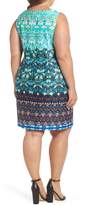 Thumbnail for your product : Taylor Mixed Print Scuba Sheath Dress (Plus Size)