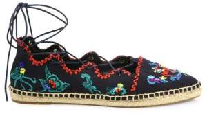 Tory Burch Sonoma Embroidered Lace-Up Espadrille Flats