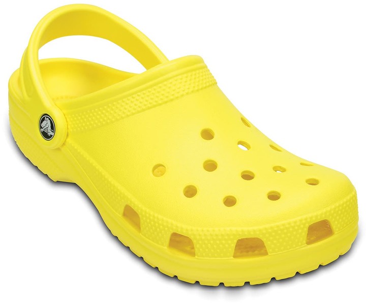 yellow lined crocs womens