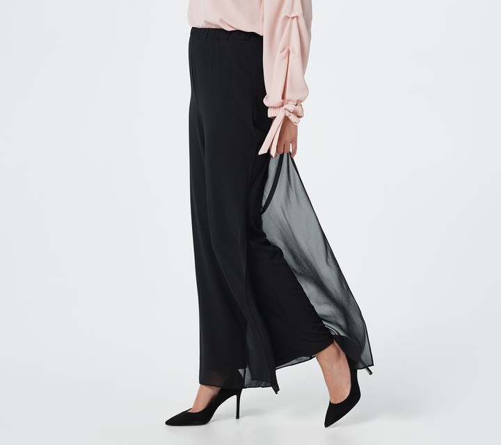 pant suit with chiffon overlay