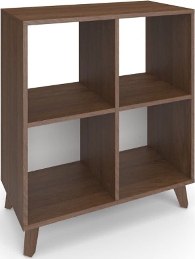 HON BASYX Commercial-Grade 36" High Modern Cube Bookcase, Real Wood Feet, Light Walnut (BSXCUBELLWLW)