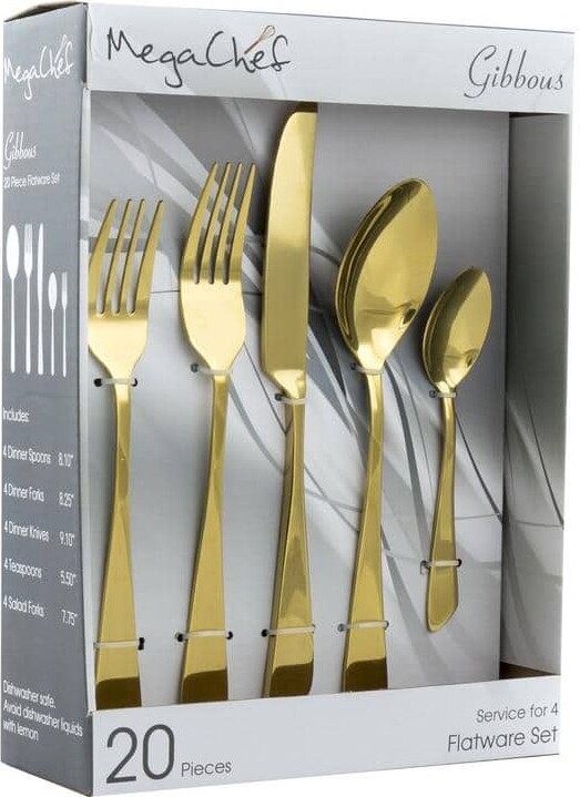 Mega Chef Gibbous 20-Piece Gold Stainless Steel Flatware Set (Service for 4)