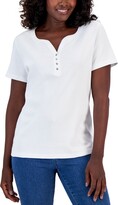 Thumbnail for your product : Karen Scott Petite Cotton Henley Top, Created for Macy's
