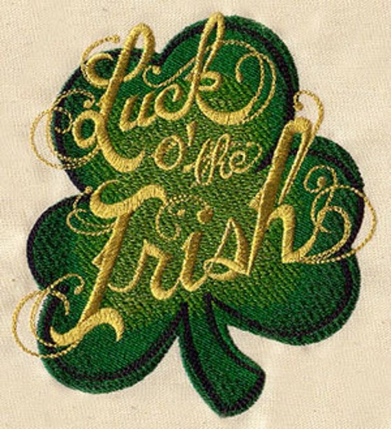 Luck Of The Irish Shamrock Embroidered Waffle Weave Towel