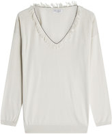 Thumbnail for your product : Brunello Cucinelli Cotton Pullover with Fringe Trim and Embellishment