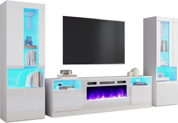 AMERLIFEModernHighglossFireplaceEntertainmentCenterSetIncludes80\