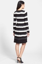 Thumbnail for your product : Vince Camuto Stripe Long Sleeve Fit & Flare Sweater Dress (Petite)