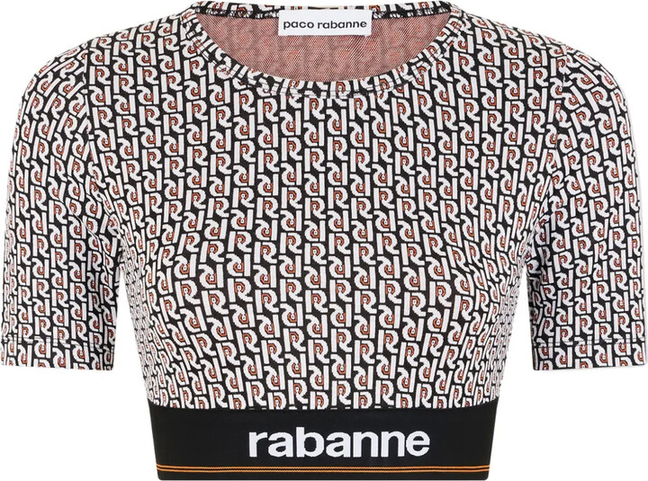 Rabanne monogram-print cropped T-shirt