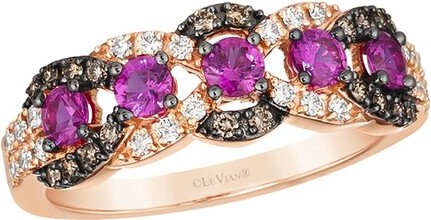 LeVian Passion Ruby 14K Rose Gold 0.93 Ct. Tw. Diamond & Ruby Half-Eternity Stackable Ring
