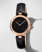 Thumbnail for your product : Gucci 32mm Diamantissima Watch with Leather Strap, Black/Rose
