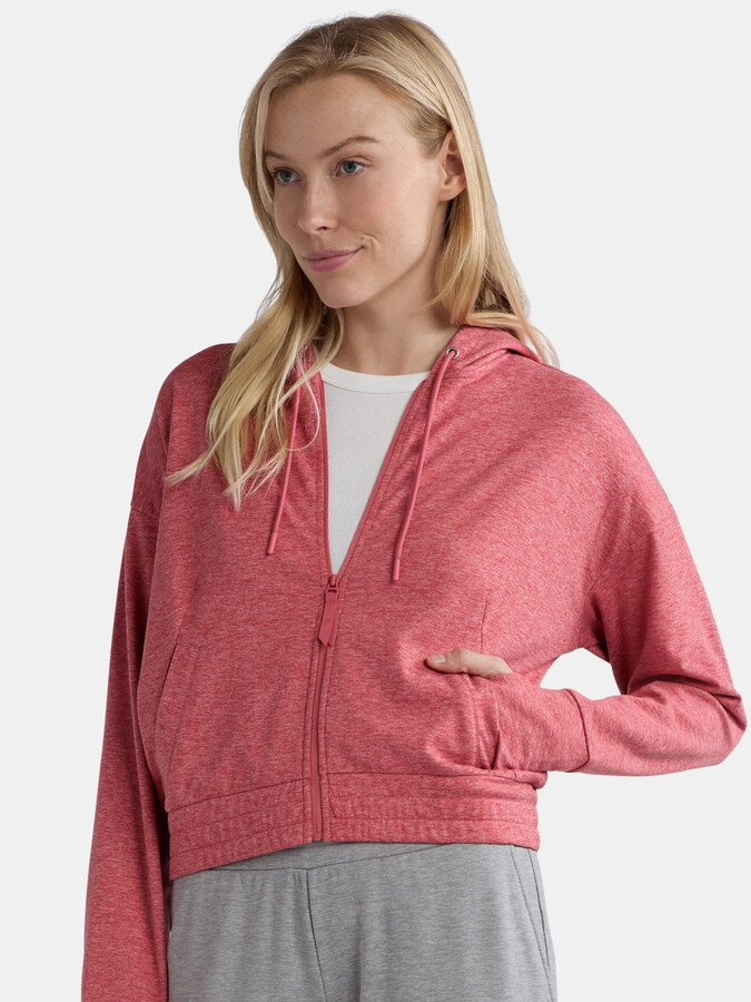 Athletic Works Women's ButterCore Zip Front Hoodie with Long Sleeves, Sizes XS-XXXL
