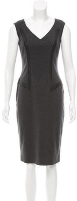 Blumarine Leather-Accented Wool Dress w/ Tags