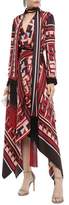 Thumbnail for your product : Amanda Wakeley Draped Fringe-trimmed Silk-twill Dress