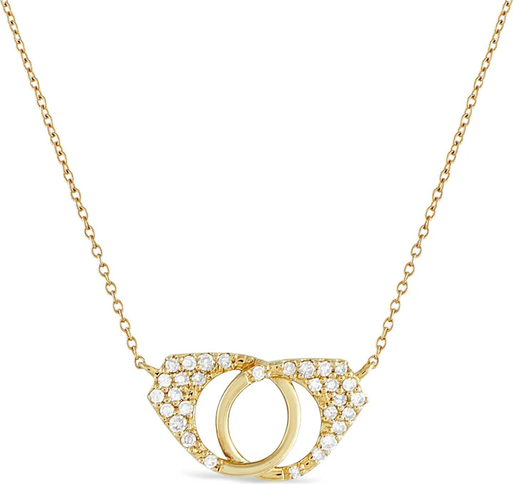 LB Exclusive 14K yellow gold diamond handcuffs necklace