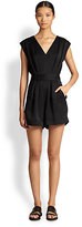 Thumbnail for your product : Helmut Lang Artemis Pleated Satin Belted Short Jumpsuit