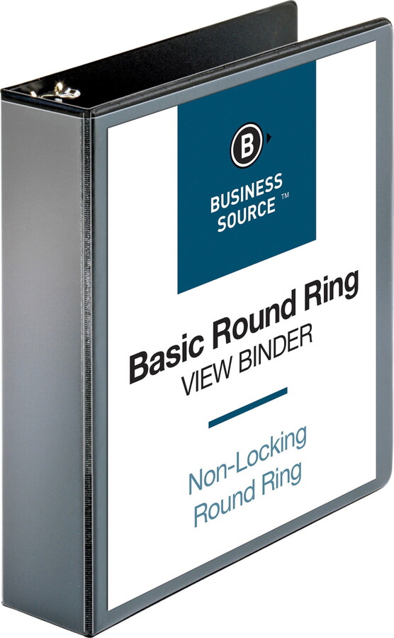 Business Source, BSN09956, Round-ring View Binder, 1 Each, Black