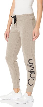 Calvin Klein Performance Women's Logo Fleece Rubber Print Slim Fit Rib  Cuffed Sweatpant - ShopStyle Pants