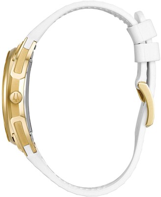 Bulova Women's CURV Gold Diamond White Dial Rubber Strap Watch, 40.5mm - 0.12 ctw