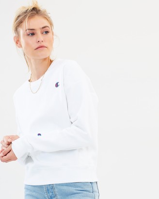 Champion Women's White Sweats - Reverse Weave Crew - Size XL at The Iconic