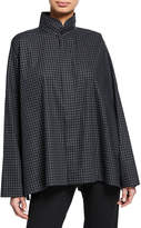 Thumbnail for your product : eskandar Checkered Long-Back Double-Collar Poplin Shirt