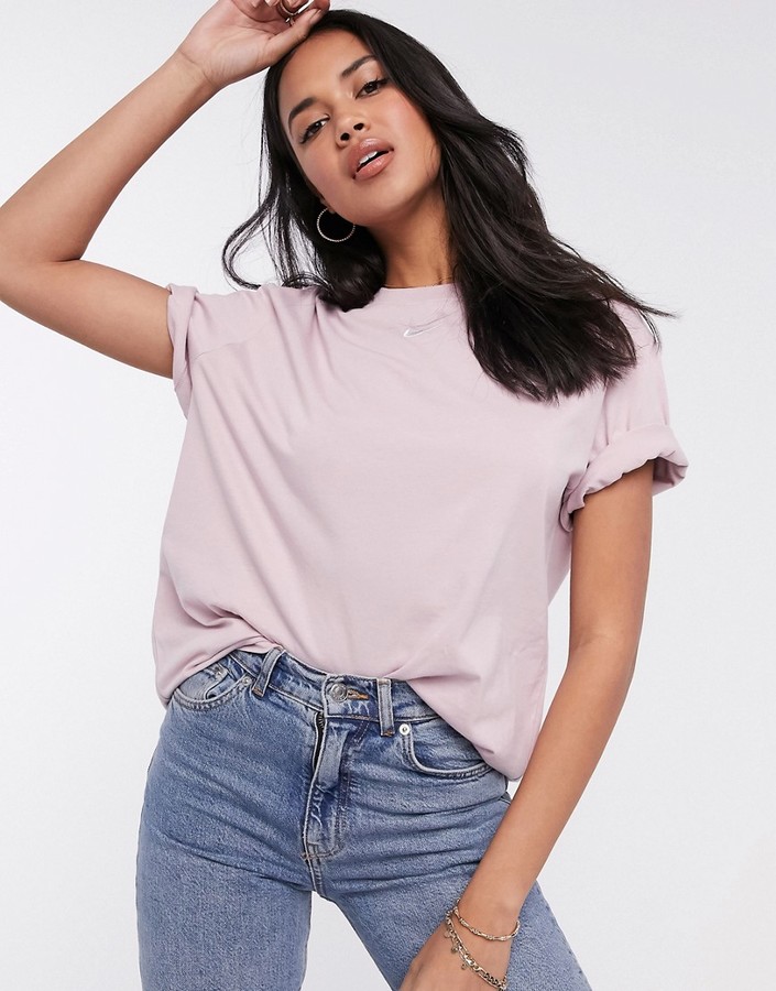 Nike central swoosh oversized boyfriend t-shirt in washed purple -  ShopStyle Activewear Tops