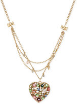 Thumbnail for your product : Betsey Johnson Gold-Tone Crystal Heart Pendant Multi-Row Necklace