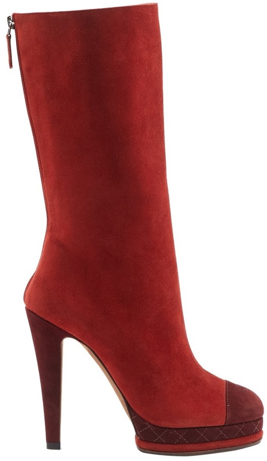 chanel red boots