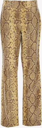 Snake Print Straight Leather Pants in Multicoloured  Victoria Beckham   Mytheresa